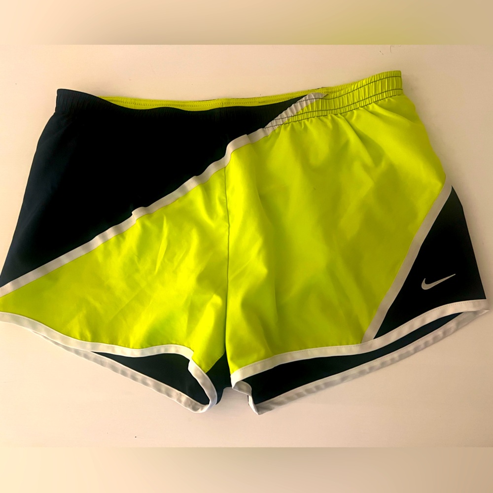 Nike Dri-Fit Athletic Running Short- neon yellow green navy blue -Small